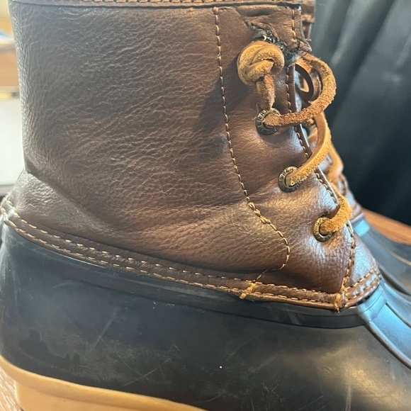 Sperry Boots 4 Saltwater Brown Leather Rubber Heeled Snow Ski Preppy Classic - Picture 4 of 13